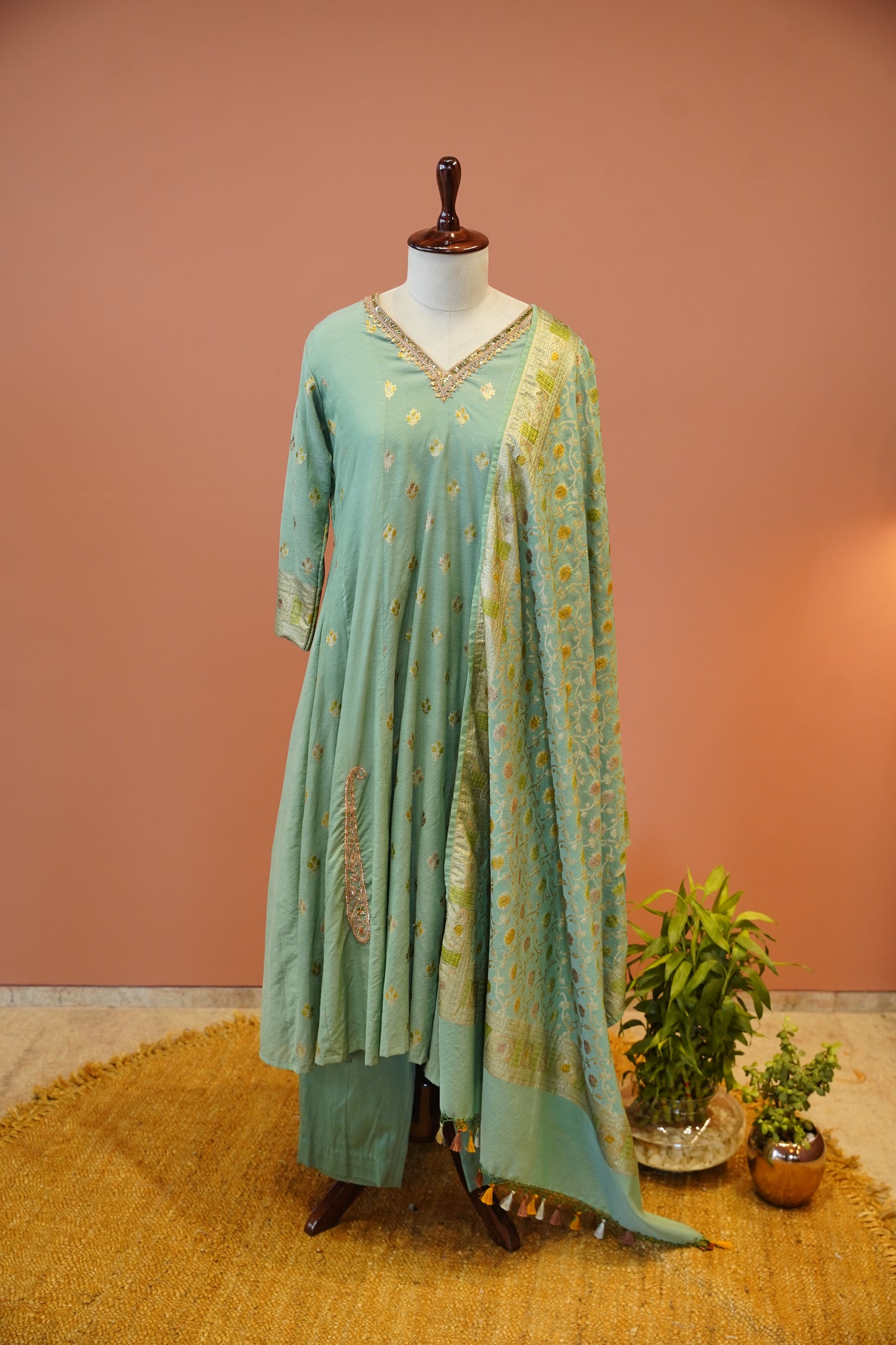Mint Zari Suit Set