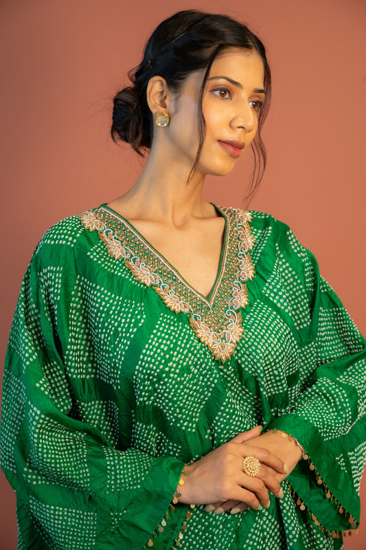 Emerald Bandhej Dhoti Set