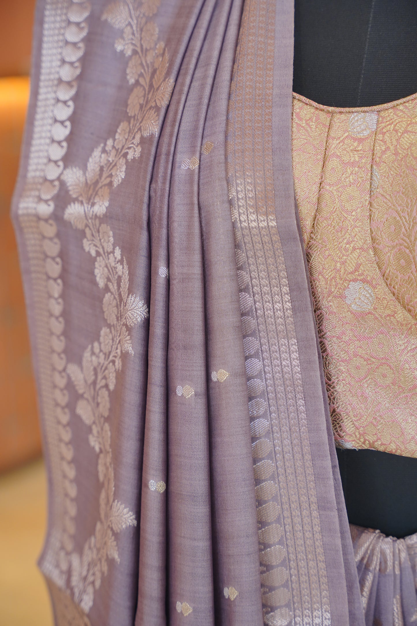 Dusty Lavender Banarasi Saree