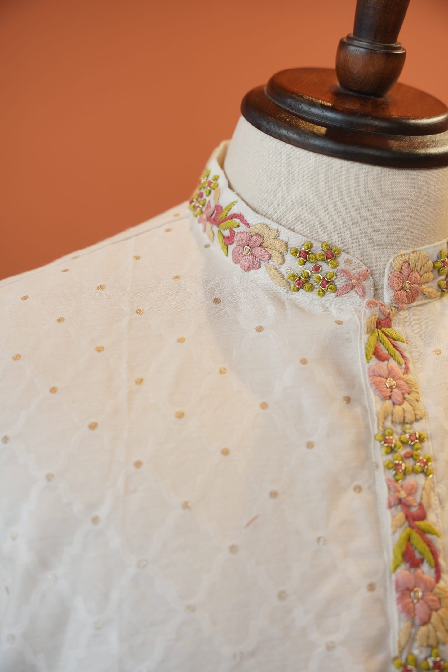 Ivory Bhagalpuri Cotton Silk Kurta