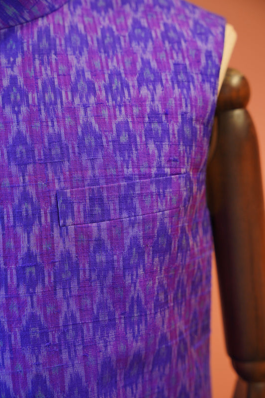 Purple Ikat Heritage Nehru Jacket