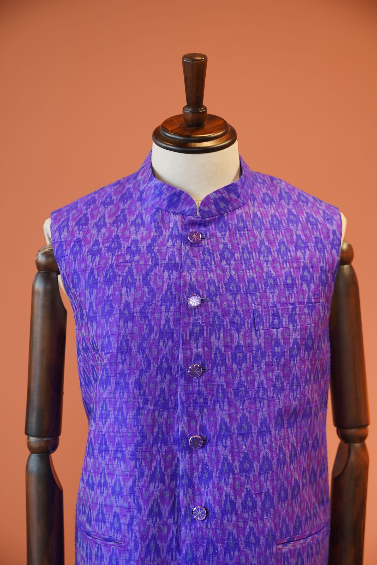 Purple Ikat Heritage Nehru Jacket