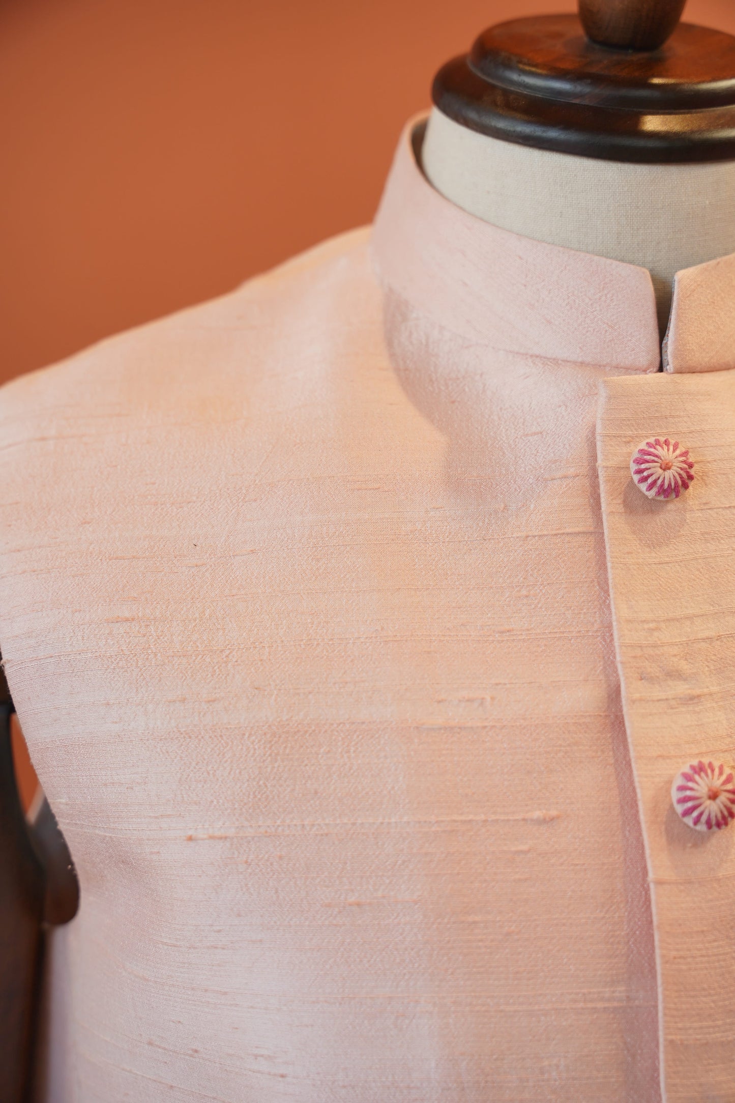 Classic Beige Matka Silk Nehru Jacket