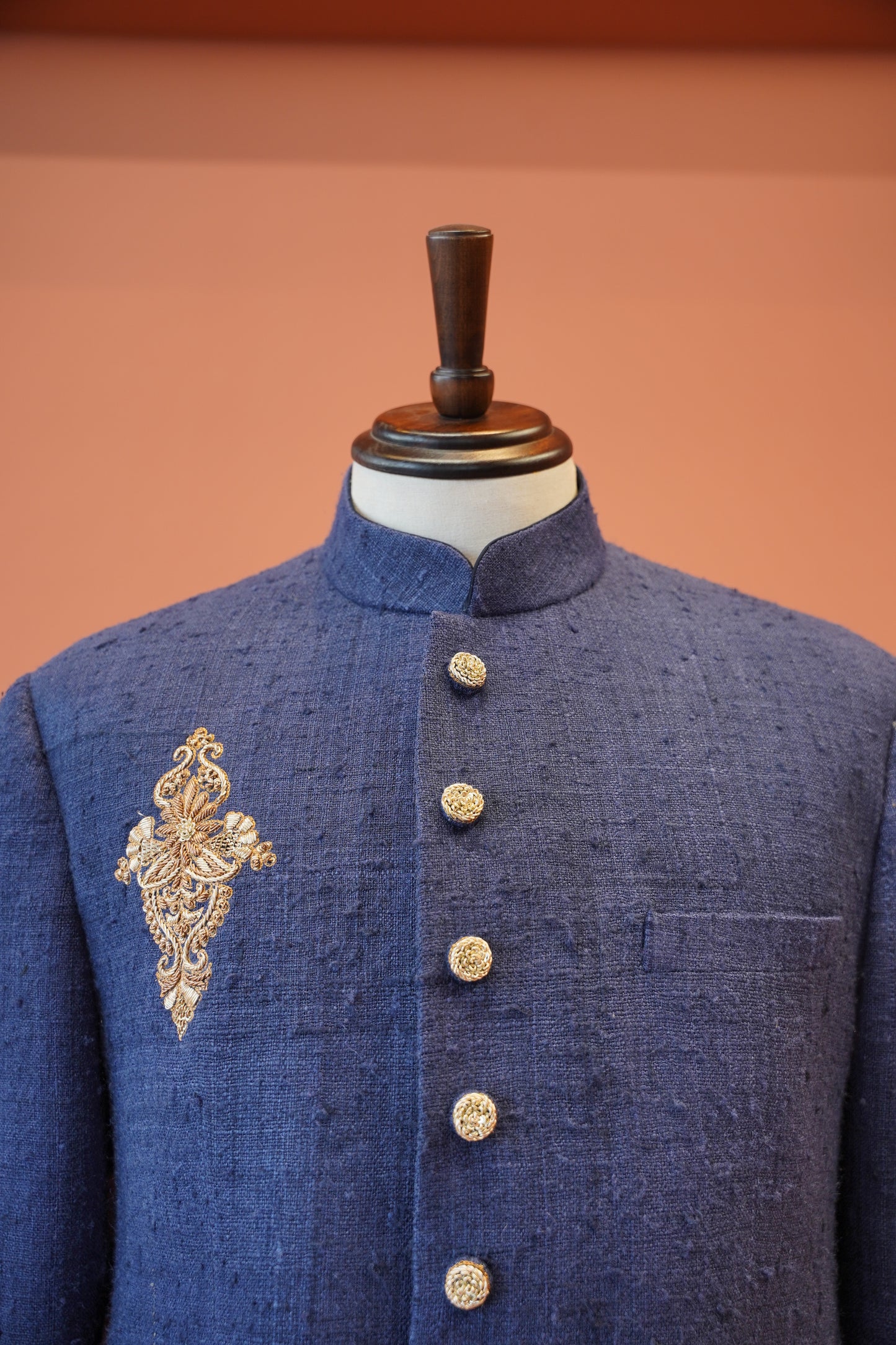 Blush Parsi Embroidered Nehru Jacket