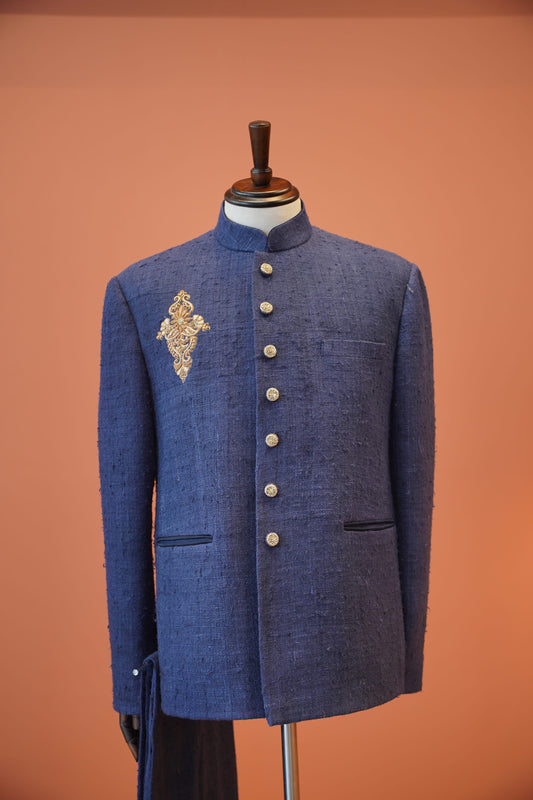 Blush Parsi Embroidered Nehru Jacket