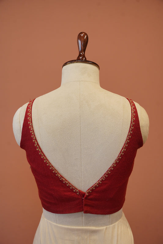 Red silk lace Blouse