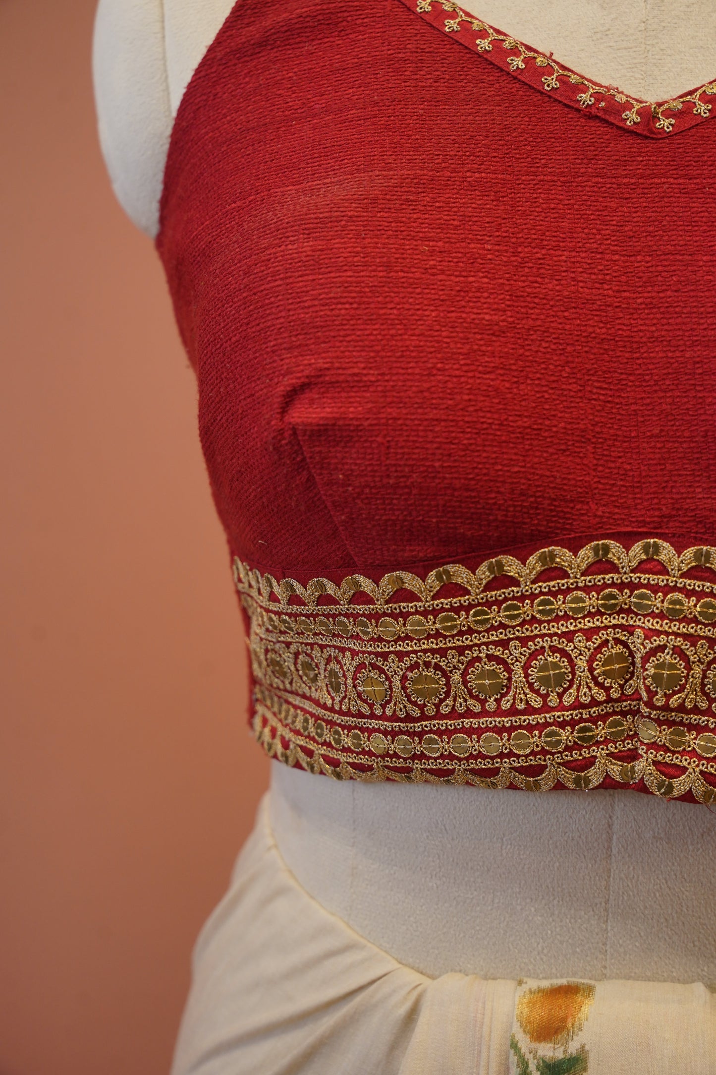 Red silk lace Blouse