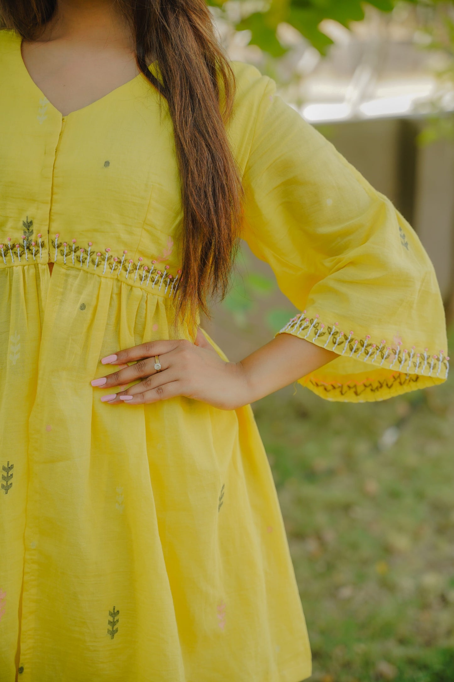 Sun Blossom Jamdani Kurta Set