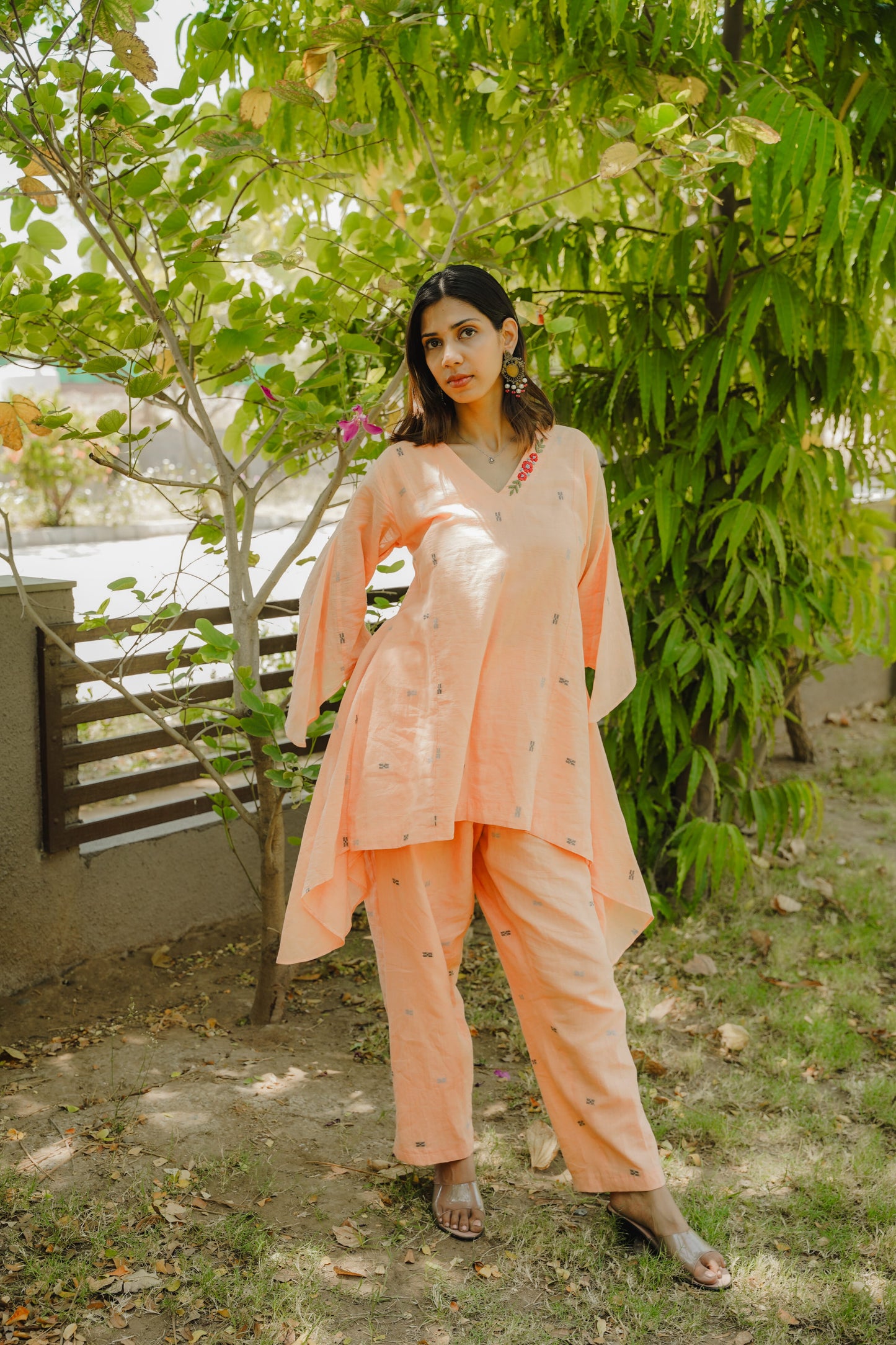 Surkh Peach Jamdani Co-ord Set