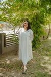 safed resham smock dress
