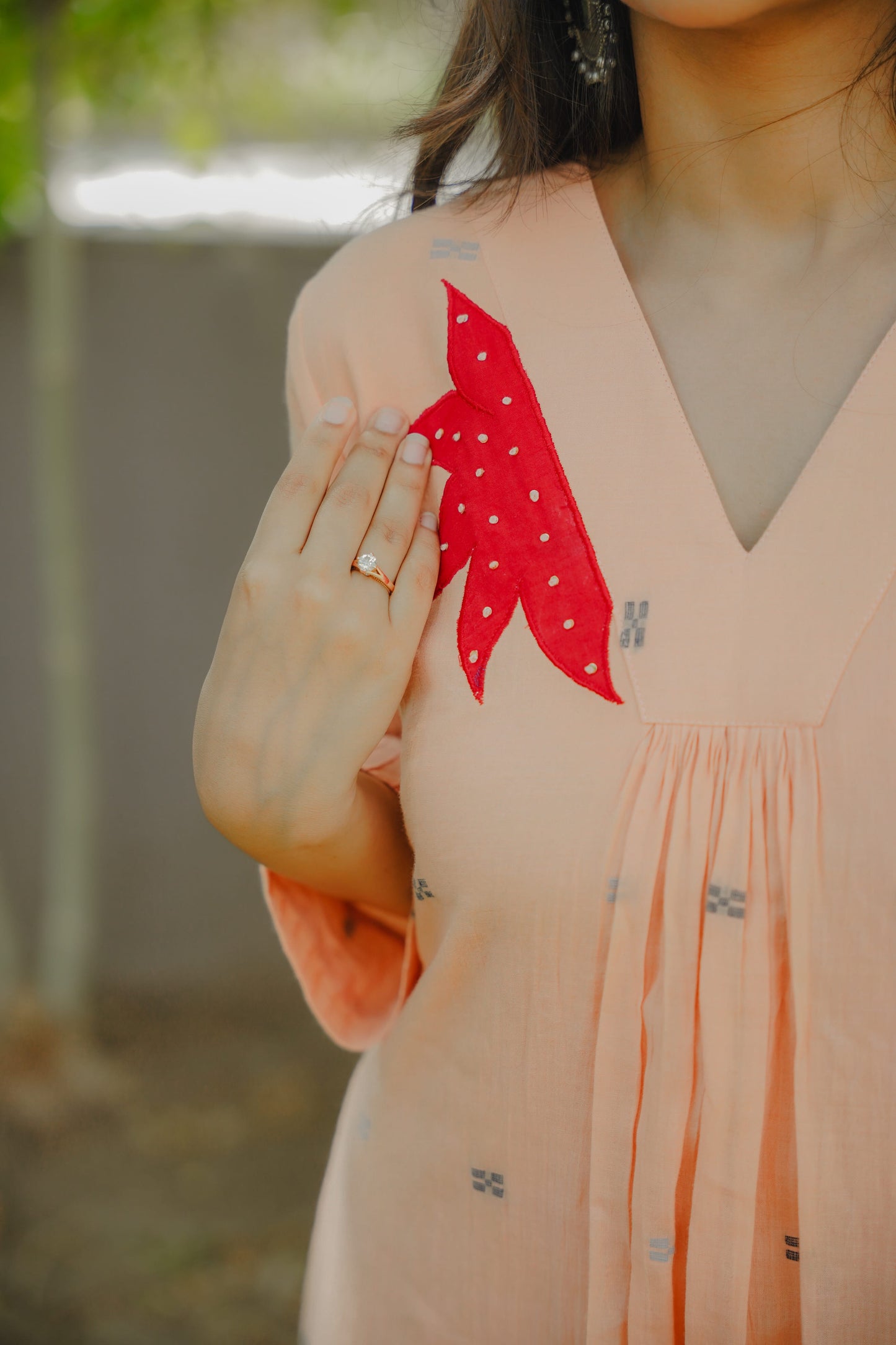 Amber peach jamdani dress