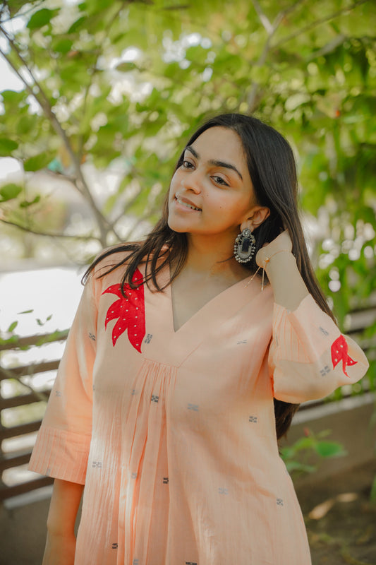 Amber peach jamdani dress