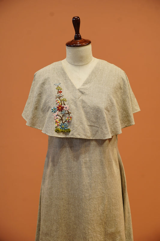 Grey Floral Handloom One Piece