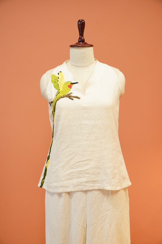 Ivory Bird Linen Co-ord Set