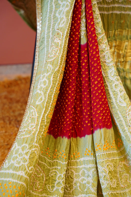 Mehendi Green Bandhej Dupatta