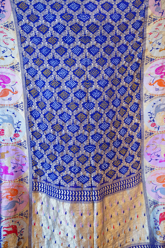 Royal Blue Bandhej Dupatta