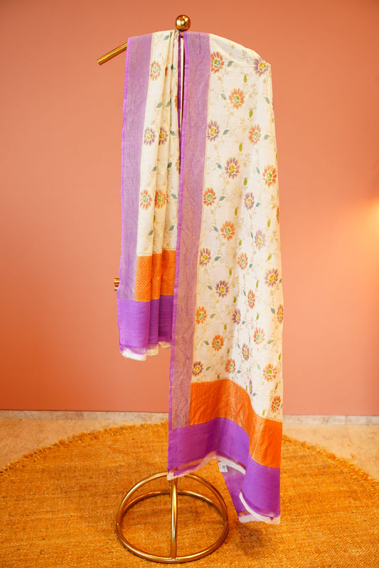 Lavender Bloom Munga Silk Dupatta