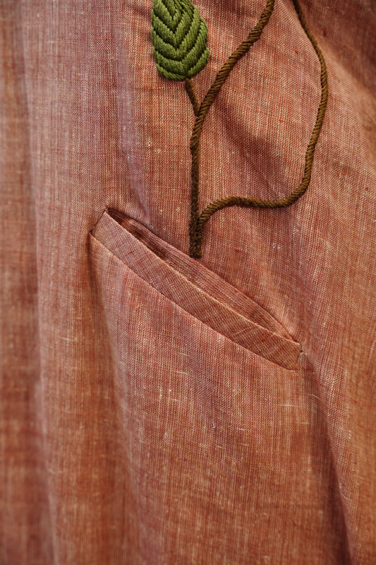 Peach Floral Linen One Piece