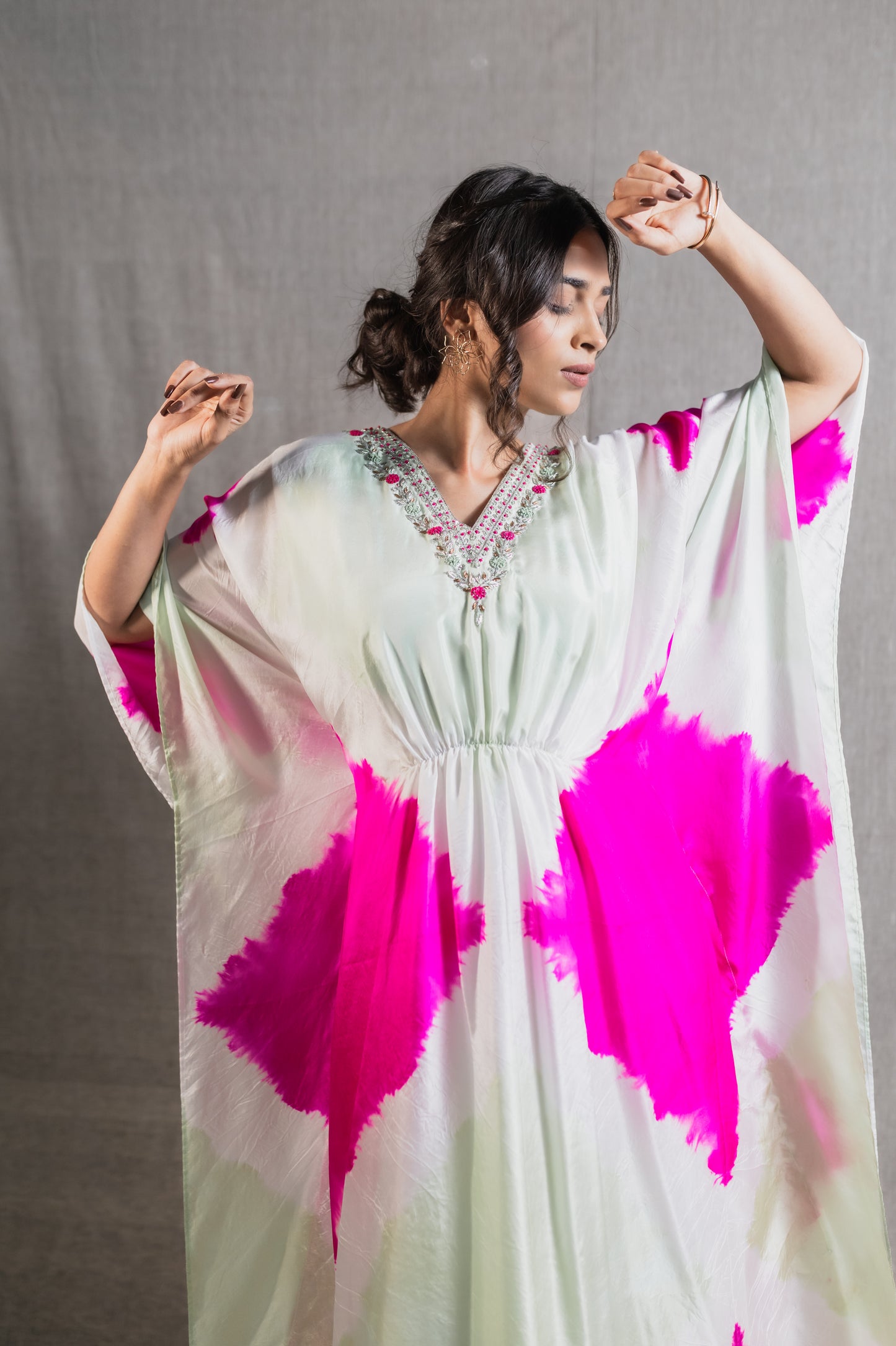 Ivory Bloom Shibori Kaftan