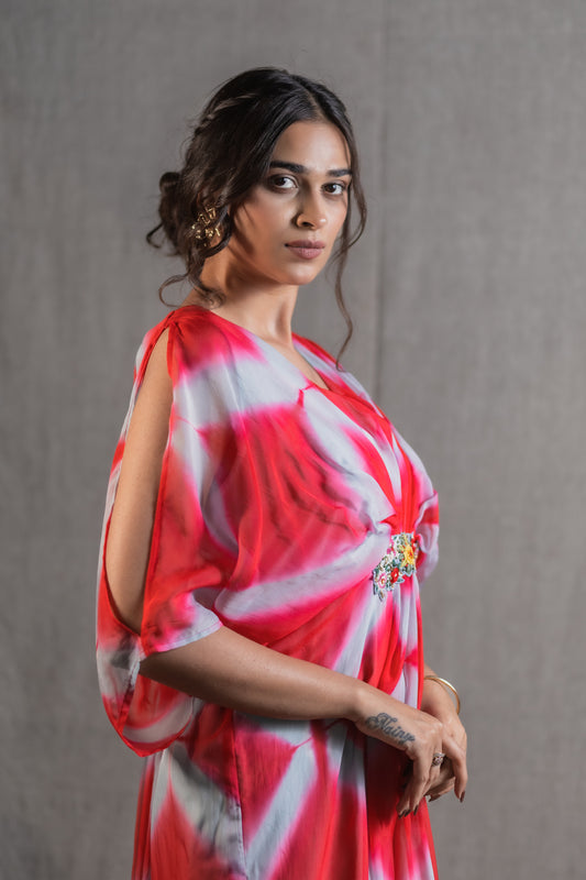 Ruby Organza Shibori Kaftan