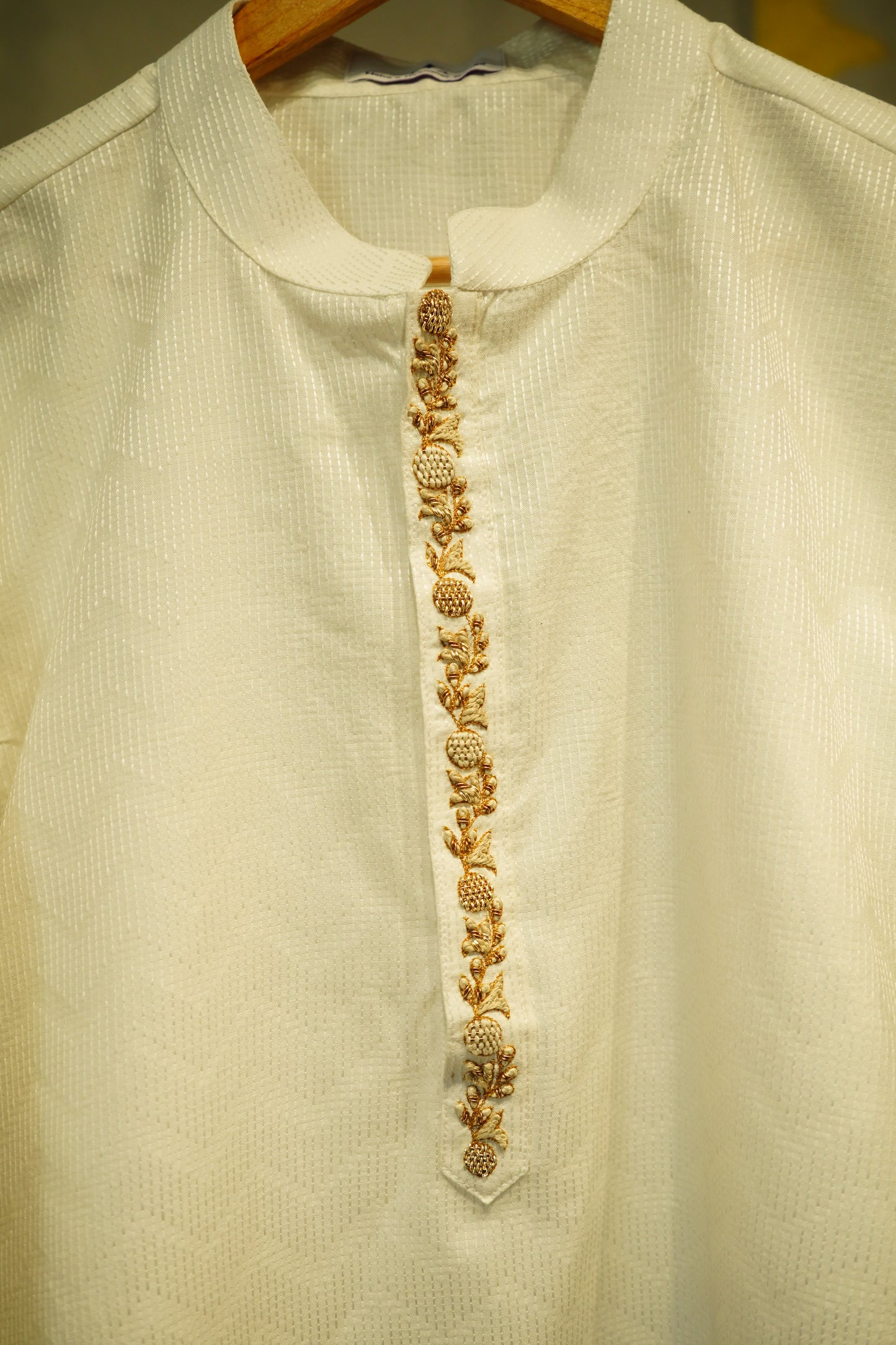 Ivory Bhagalpuri Cotton Silk Kurta