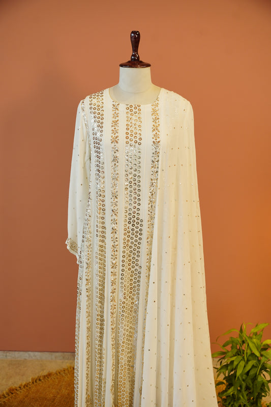 Royal Ivory Badla Chikankari Set