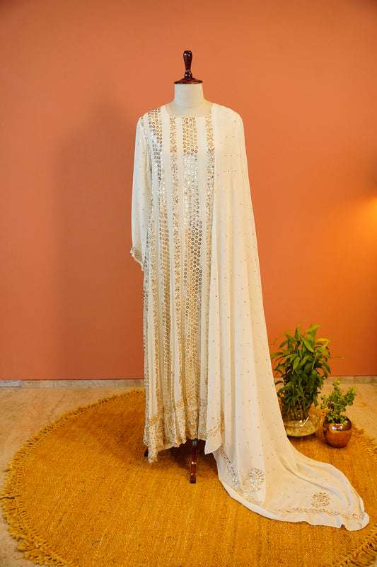Royal Ivory Badla Chikankari Set