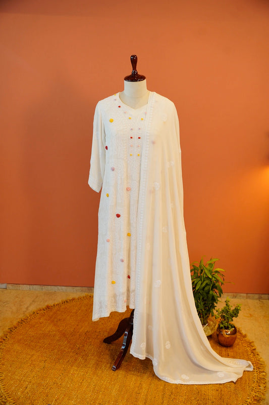 Nazakat Ivory Bloom Chikankari Kurta