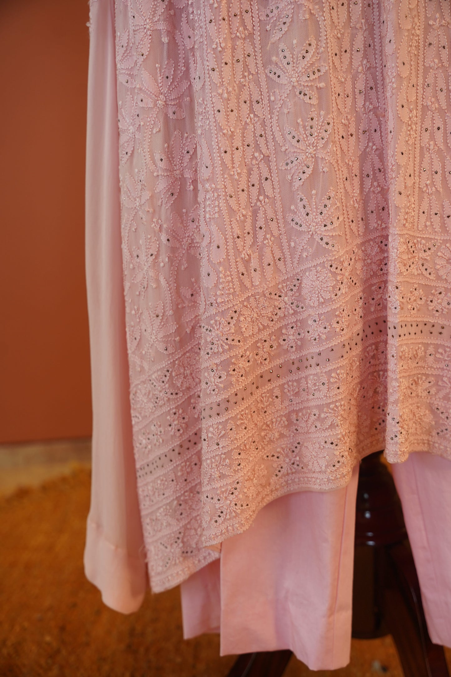 Blush Pearl Chikankari kurta Set