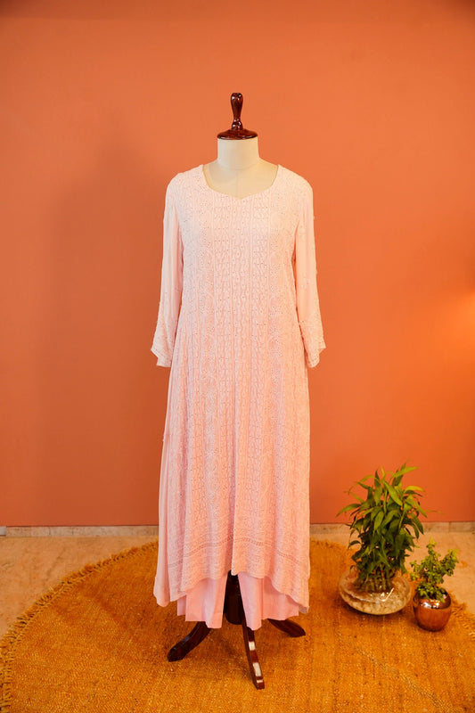 Blush Pearl Chikankari kurta Set