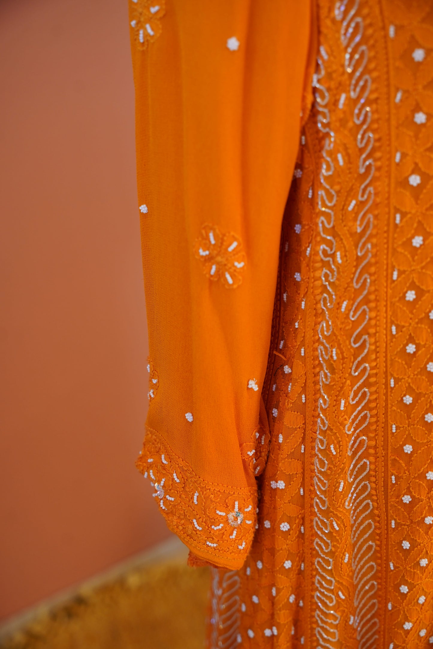 Kesariya Noor Chikankari Set