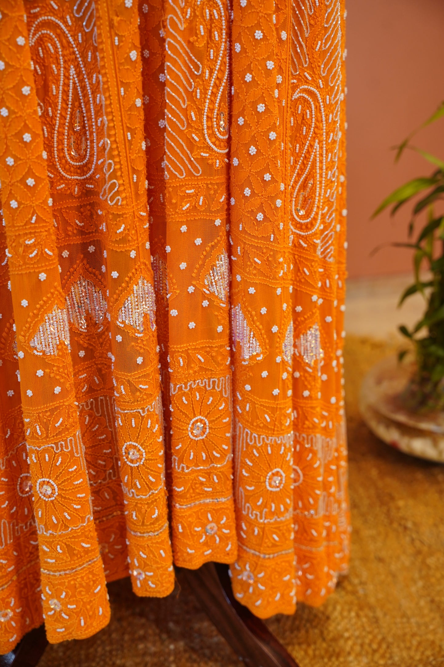 Kesariya Noor Chikankari Set