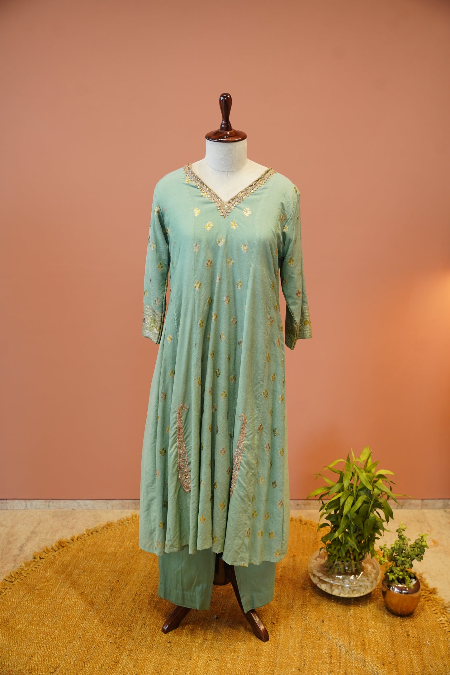 Mint Zari Suit Set