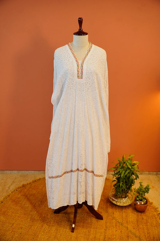 Gulnaar White Floral Chikankari Kurta