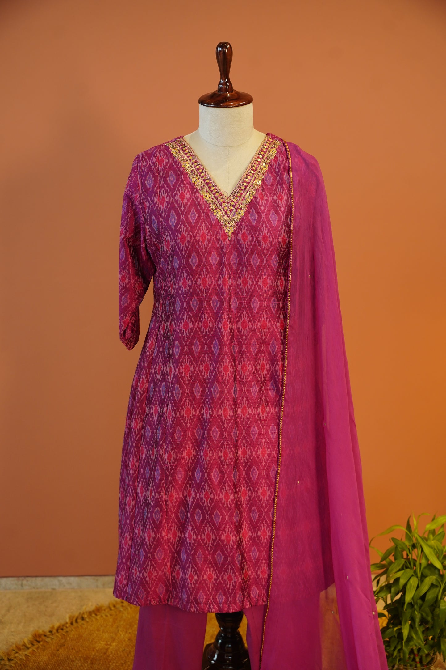 Pink patola Suit Set
