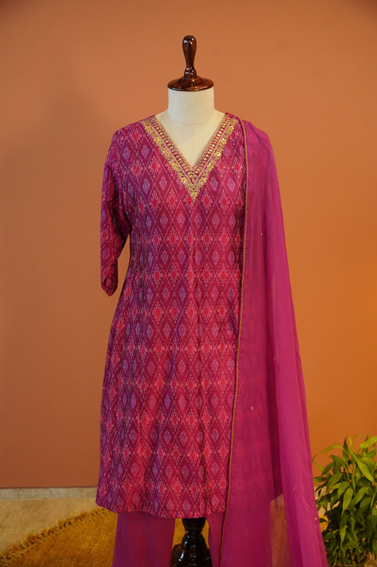 Pink patola Suit Set
