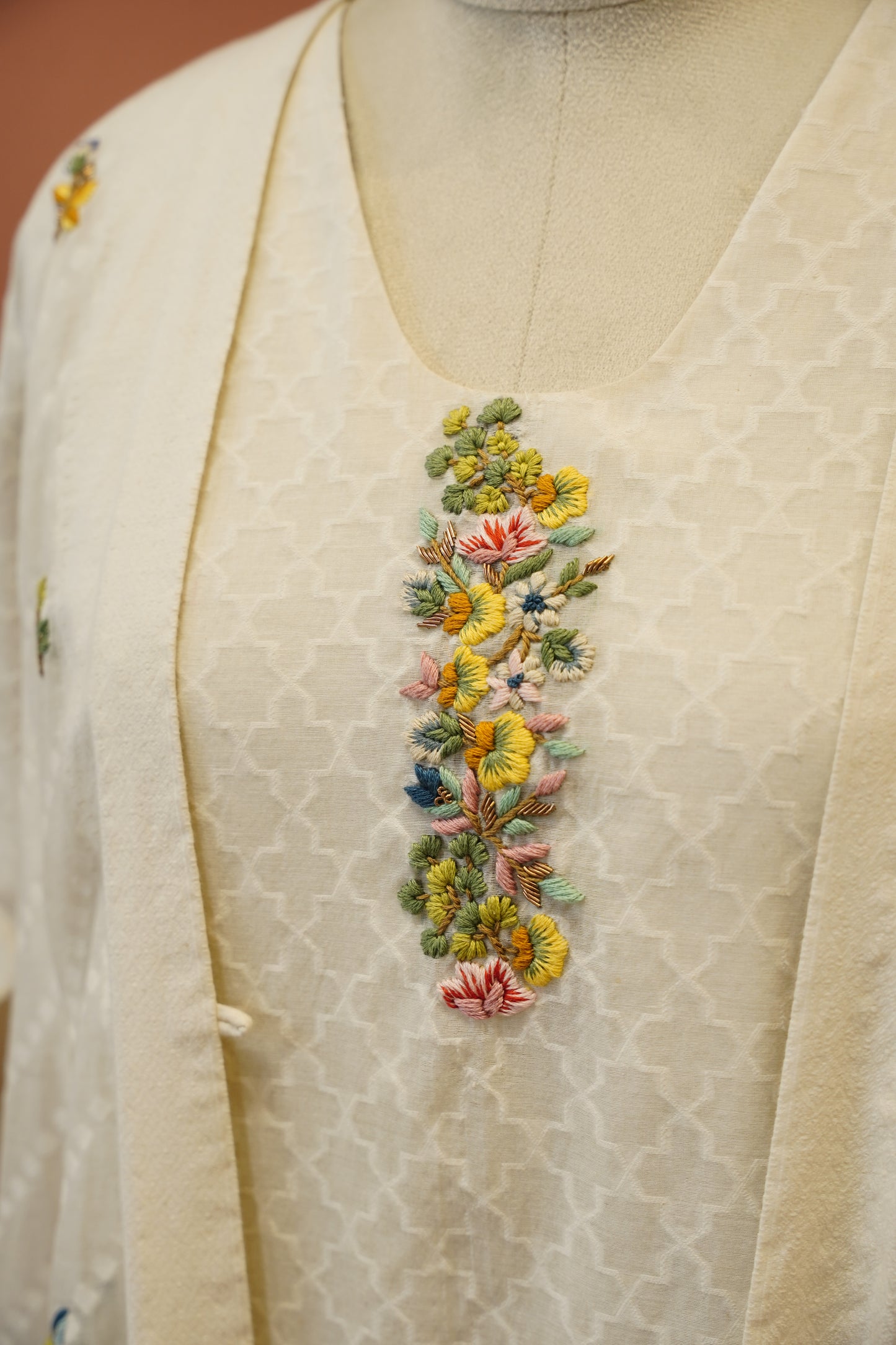 Ivory Chanderi Dress with Jacket