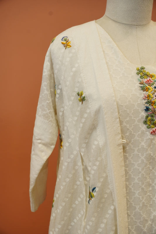 Ivory Chanderi Dress with Jacket