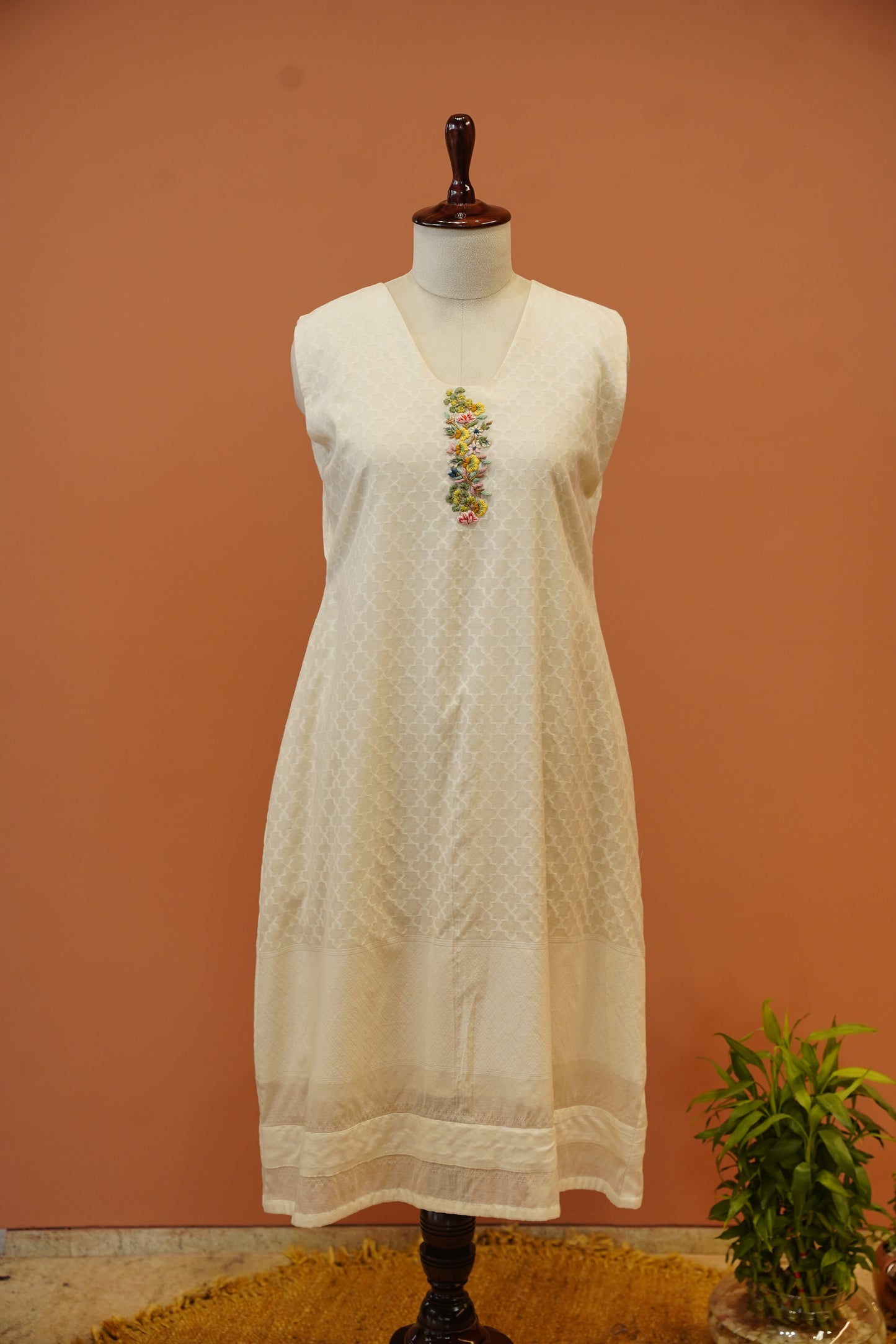 Ivory Chanderi Dress with Jacket
