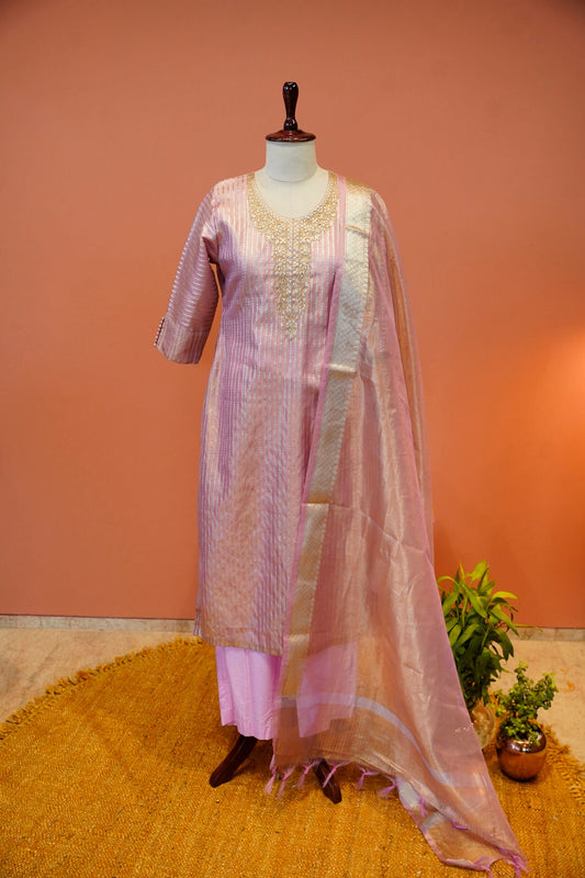 Blush zari Straight Suit
