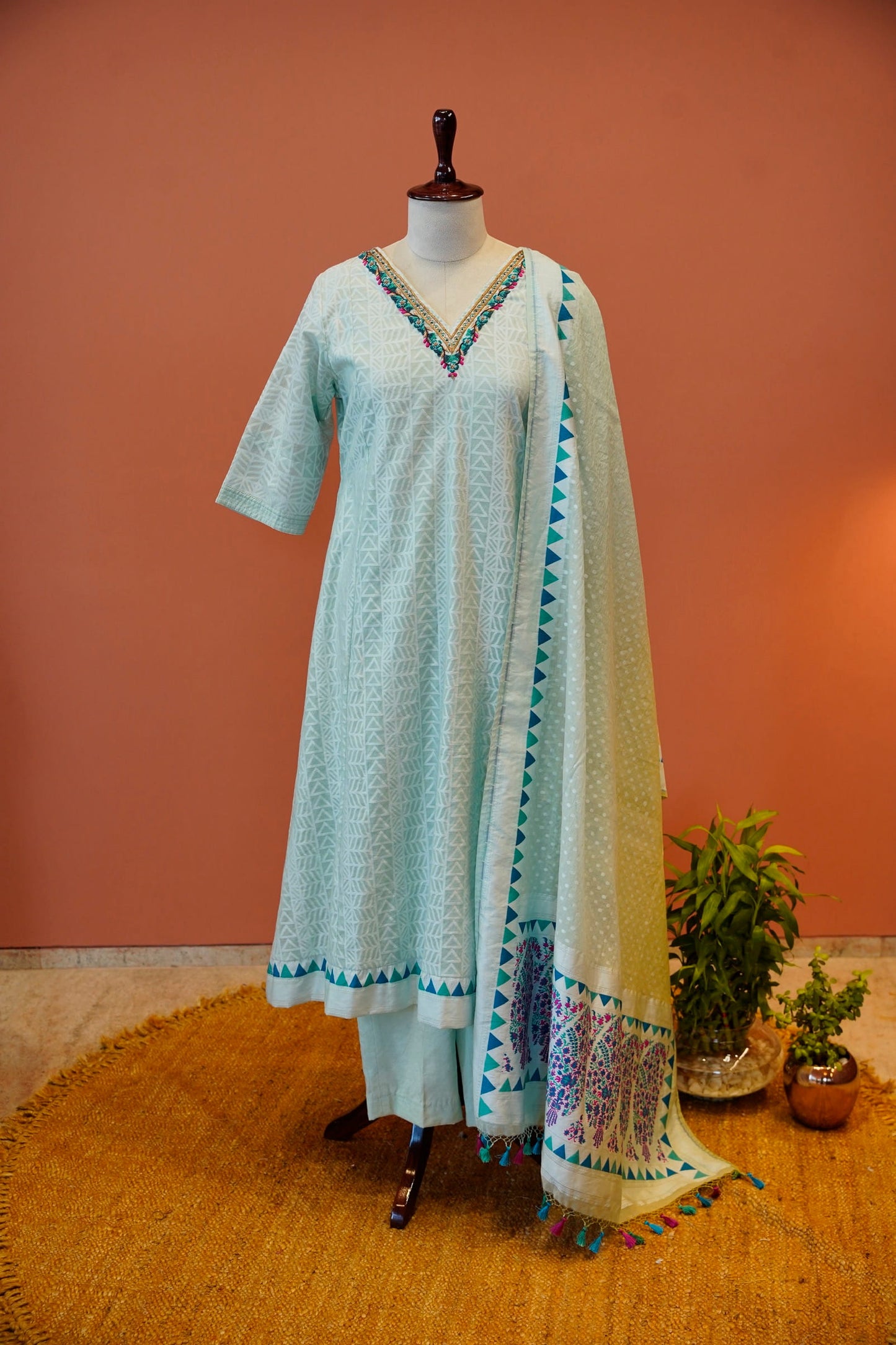 Powder Blue Aabroo Suit Set
