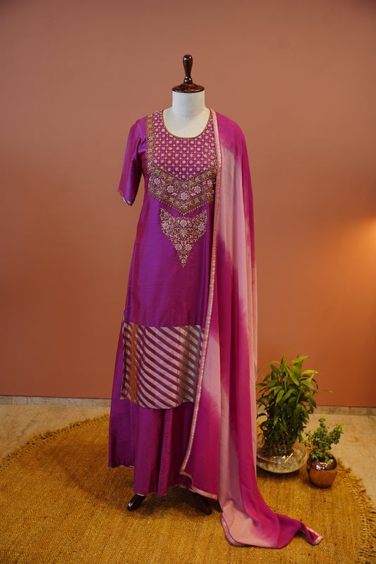 Gulnaar Pink Sharara set