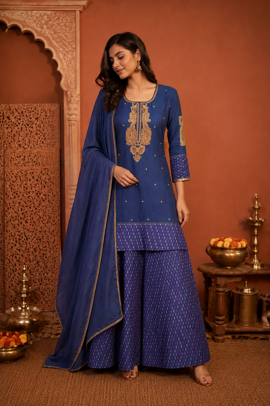 Royal blue Sharara set