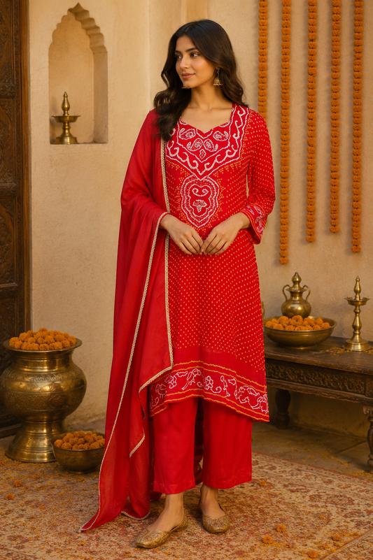 Laal Gulab Bandhej Suit