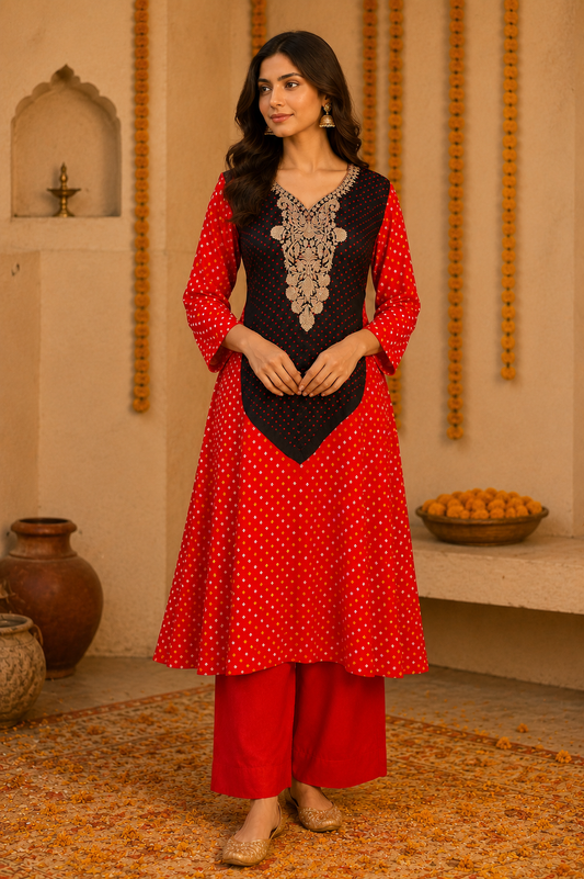 Rangrez Noir Bandhej Set