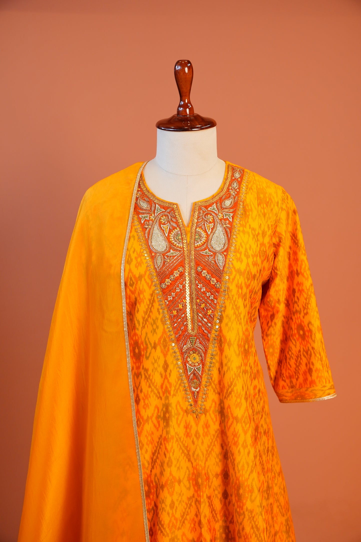 Marigold Ikat Kurta Set