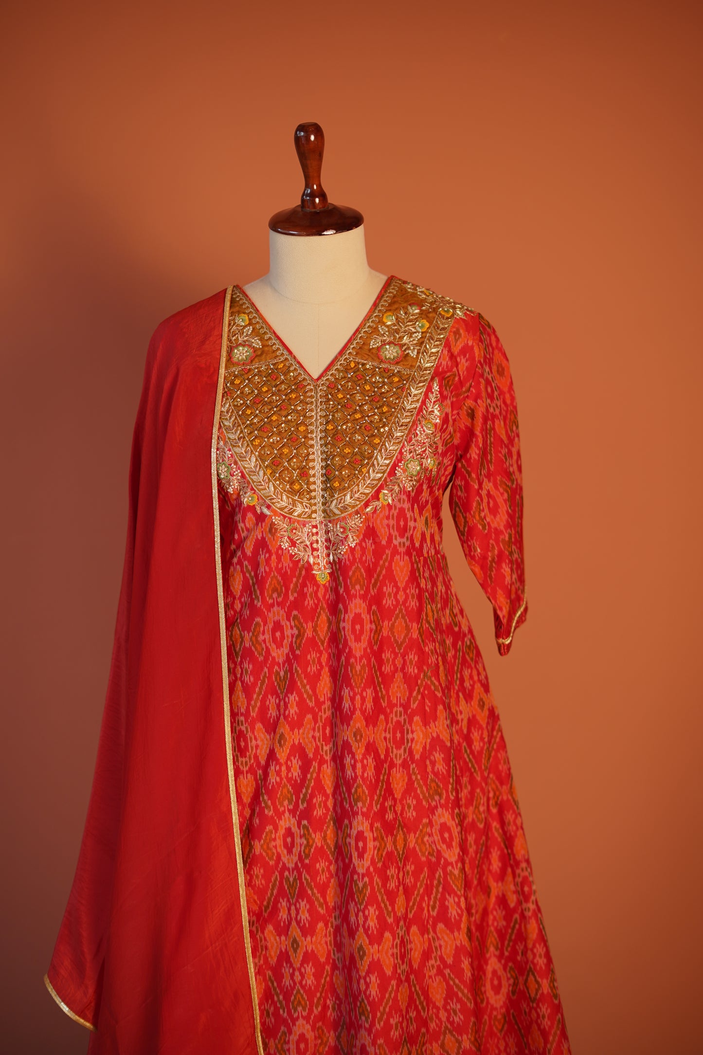 Kesari Ikat Kurta Set