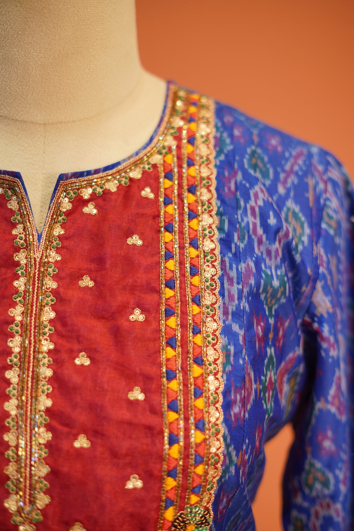 Neel Rang Ikat Kurta Set