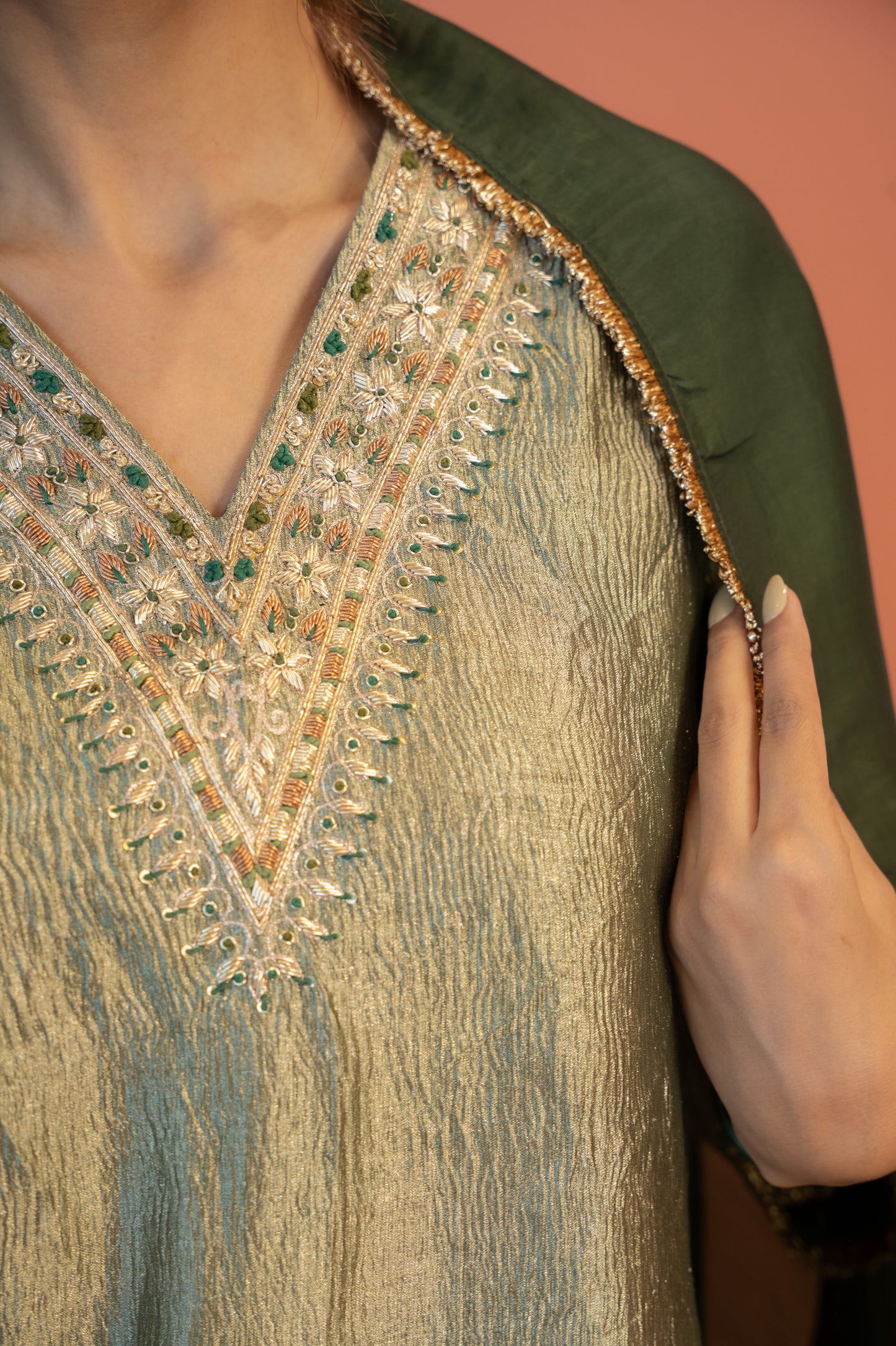 Sage Shimmer Suit Set