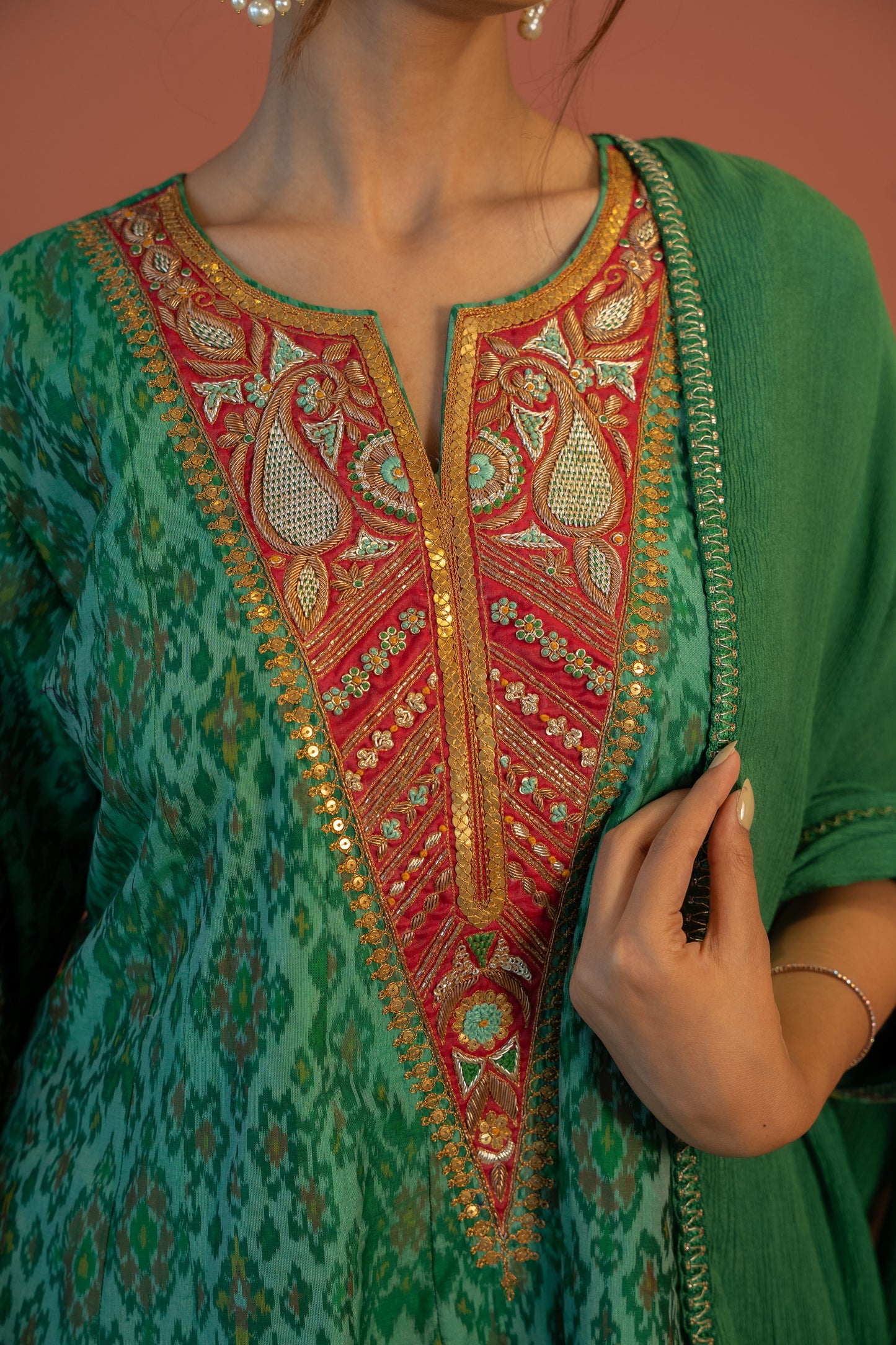 Emerald Ikat Suit Set